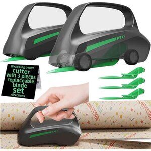 2PC Wrapping Paper Cutter with 3 Replaceable Blades, Car Design Cutter